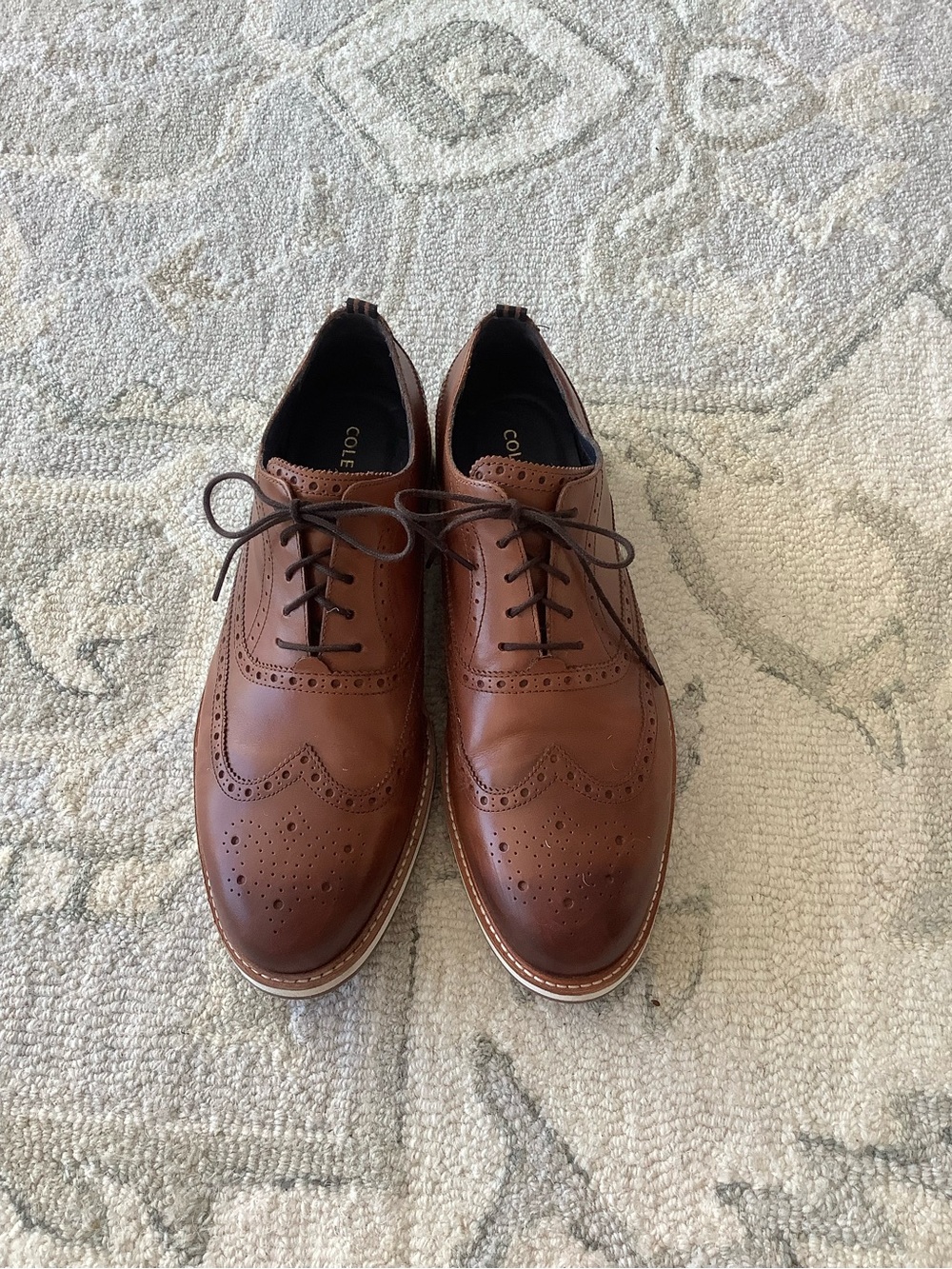 Cole Haan Men’s Cognac Leather Wingtip Oxfords